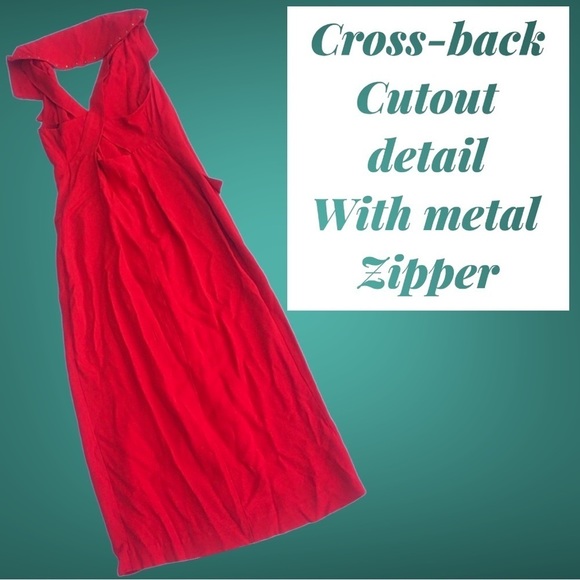 Vintage 80s Dawn Joy halter midi dress crossback red studs grunge 90s y2k retro - Picture 10 of 14